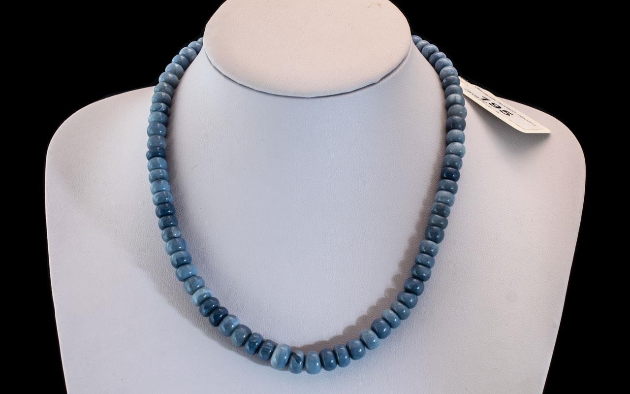 Blue Opal Bead Necklace, a well matched string of beautiful blue opals ...