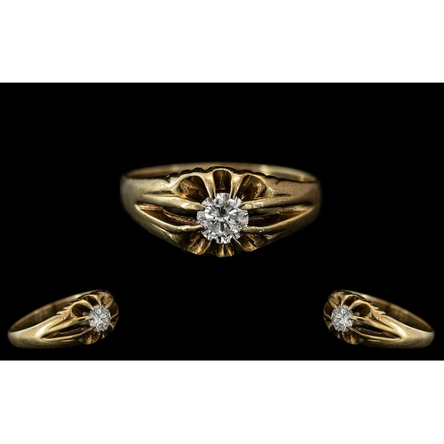 234 - Gents 9ct Gold Single Stone Diamond Set Ring - Gypsy Setting. Full Hallmark to Interior of Shank. Th... 