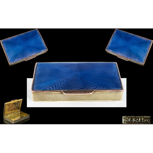 249 - Early 20th Century - Superb Gold Cased and Blue Enamel Lidded Hinged Box. Marked ' Gold Cased ' Size... 