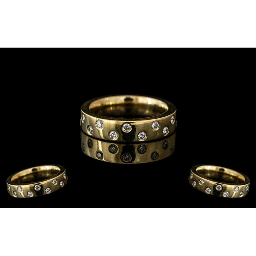 277 - 9ct Gold 16 Diamond Set Eternity Ring, fully hallmarked, ring size H. Weight 4.80 grams.