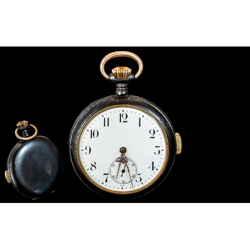 298 - Antique Period - Keyless Gun metal and Gold Mounted Quarter Repeating Pocket Watch. In Original Cond... 