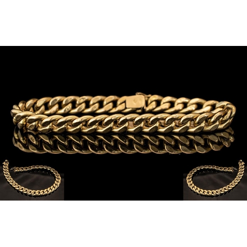 36A - 18ct Gold - Superior Quality Curb Bracelet With Solid Clasp. Marked 750 - 18ct. Rich Coloured Gold a... 