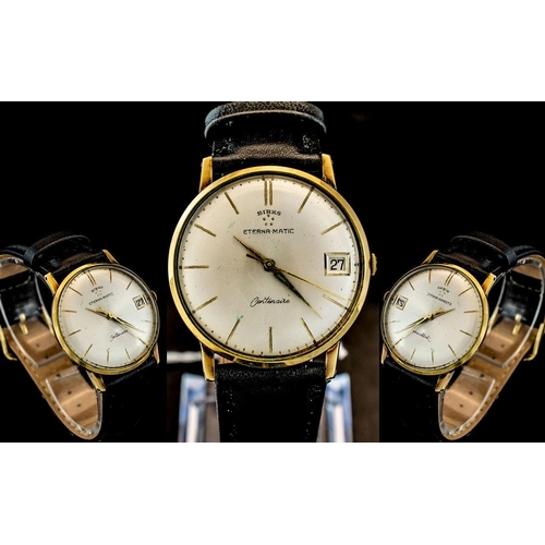 40 - Birks - Eterna - Matic Centenaire 18ct Gold Case - Mechanical Gents Wrist Watch with Later Black Lea... 