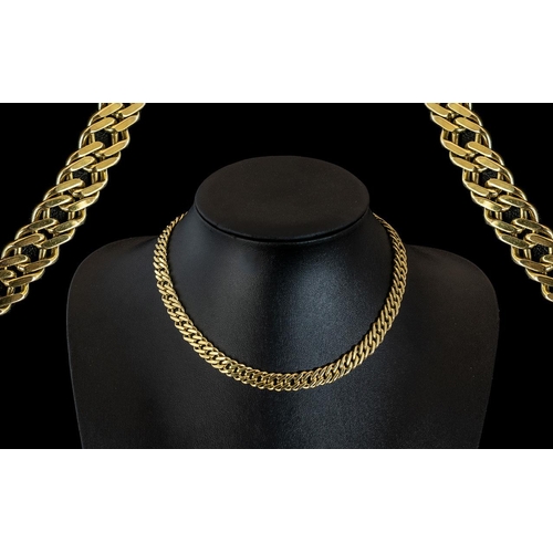 46 - A Superior Quality - Heavy 9ct Gold Double Link Necklace ( Good Design ) With Excellent Clasp. Marke... 