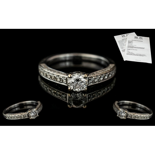 51 - Rox -Diamond Ring Ladies 18ct White Gold Diamond Set Engagement Ring. Hallmarks for 750 - 18ct. Set ... 
