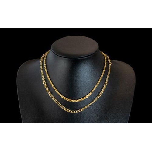 59 - A Fine Pair of 9ct Gold - Modern Chains, Rope and Fancy Design, Excellent Rich Colour. Both Chains M... 