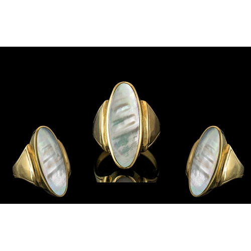60A - A Large and Impressive 9ct Gold Mother of Pearl Set Statement Ring of Pleasing Proportions. Full Hal... 
