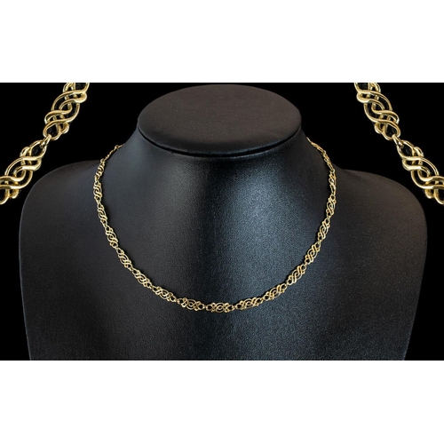 65A - Ladies 9ct Gold Fancy Link Chain with Good Clasp. Marked 9.375. Weight 11.4 grams. Excellent Conditi... 