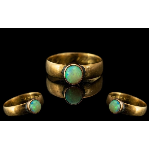 71 - Victorian Period - Attractive Ladies 18ct Gold Single Stone Opal Set Ring, The Cabochon Cut Opal of ... 