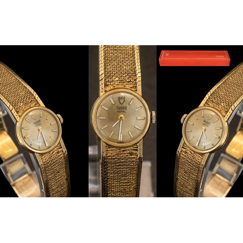 83 - Tudor Royal by Rolex Ladies 9ct Gold Mechanical Wind Wrist Watch. Signed to Dial and Strap. c.1960's... 