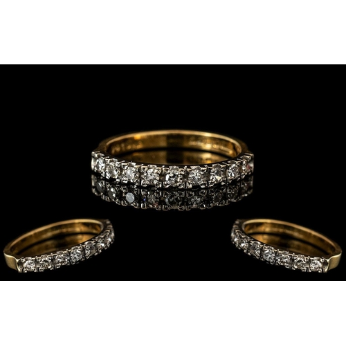 86A - 18ct Gold - Attractive Diamond Set Half Eternity Ring. Full Hallmark for 18ct. The Diamonds of Excel... 