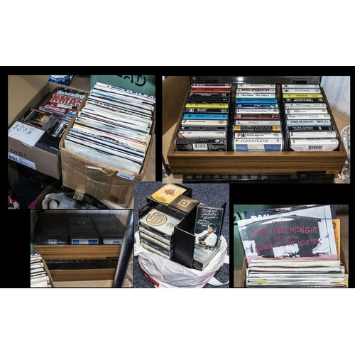 1428 - A Collection of 45's Single Records and Cassettes, mainly Pop and Rock including, 2 boxes of cassett... 