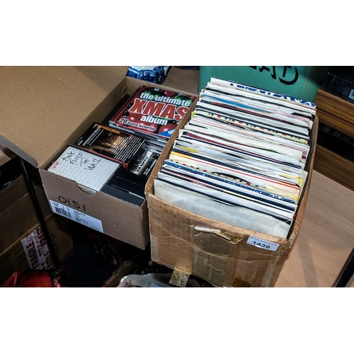 1428 - A Collection of 45's Single Records and Cassettes, mainly Pop and Rock including, 2 boxes of cassett... 