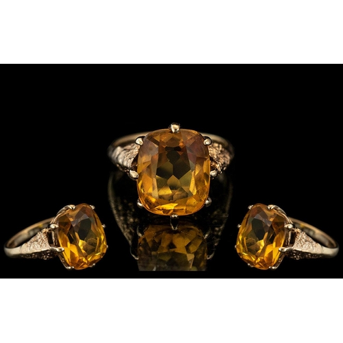 76B - Ladies - Attractive 9ct Gold Good Quality Single Stone Citrine Set Ring. The Faceted Citrine of Deep... 