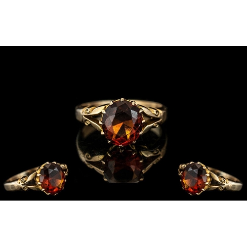 77B - Ladies 9ct Gold Attractive Single Stone Orange Topaz Set Ring, Not Marked but Tests 9ct. Topaz of Go... 