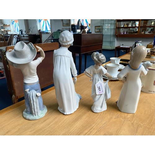 701 - A Collection of Nao by Lladro Figures (3) in total. Comprises a boy with cowboy hat on, a girl in ni... 