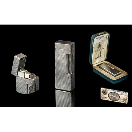 164 - Dunhill Gent's Silver Tone Cigarette Lighter, with box and papers, circa 1960's.  Condition good all... 