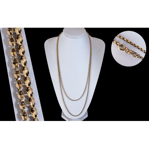 18 - Victorian Period 1837 - 1901 Good Quality and Pleasing 9ct Gold Muff Chain of Long Length, With Exce... 