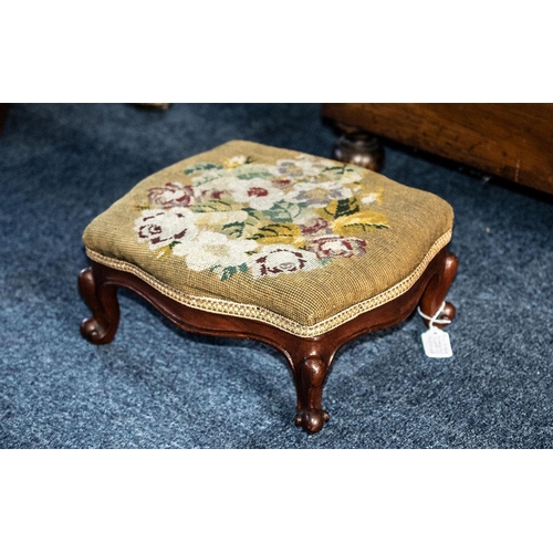 196B - A Pair of Victorian Mahogany Serpentine Stools with Cabriole Legs.