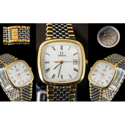 200 - Omega - Deville Signed Gents 1970's Just-Date Gold Plated and Steel Wrist Watch, With Seconds Sweep,... 