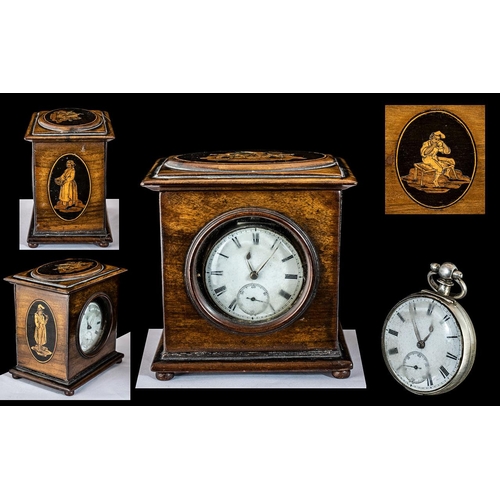 207 - Antique Period - Superb Quality Handmade Pocket Watch With Displayed Lidded Box / Cabinet / Stand of... 