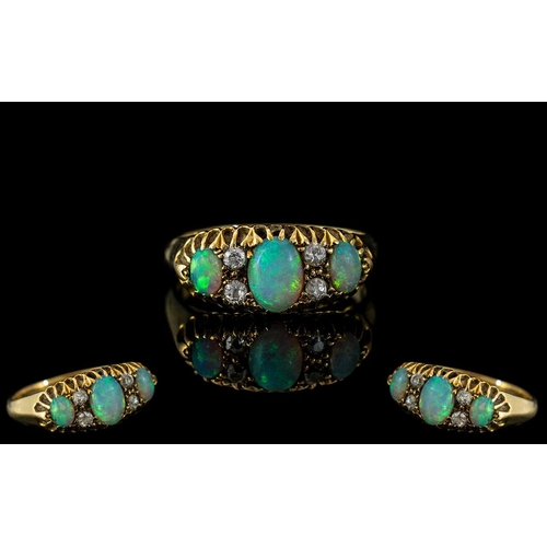 21 - Edwardian Period Attractive Ladies 18ct Gold Opal and Diamond Set Ring. Excellent Design / Setting. ... 