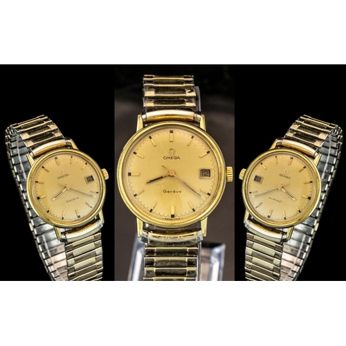 230 - Omega Gents Gold on Steel Mechanical Wind Wrist Watch. c.1970's, With Champagne Dial, Gold Markers, ... 