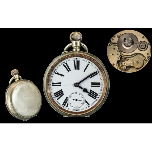 255 - Antique Period - Keyless and Impressive Huge Sized Open Faced Pocket Watch with White Porcelain Dial... 