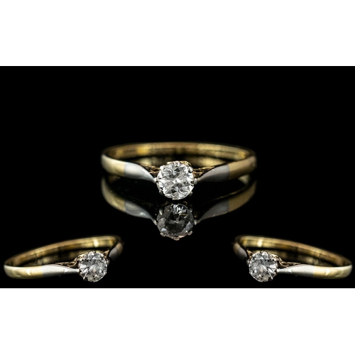 296 - 18ct Gold And Platinum Single Stone Diamond Ring, Marked 18ct and Platinum to Interior of Shank, Pla... 