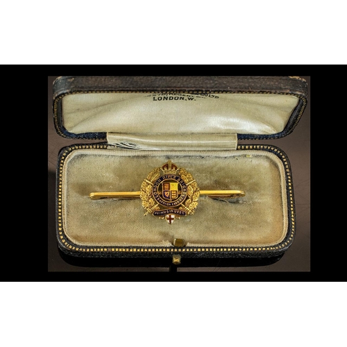 299 - London Rifle Brigade 15ct Gold and Enamel Set Brooch/Medal - South Africa 1900 - 1902 Marked 15ct in... 