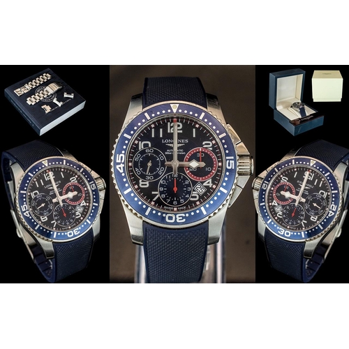 3 - Longines - Automatic Hydro Conquest Multi-Dial Stainless Steel Chronograph Wrist Watch. Ref L3 696 4... 