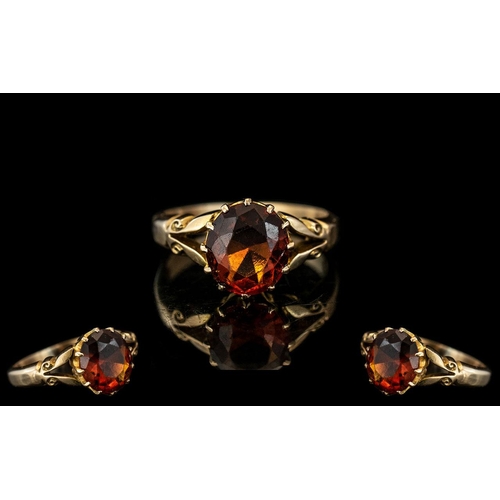 332 - Ladies 9ct Gold Attractive Single Stone Orange Topaz Set Ring, Not Marked but Tests 9ct. Topaz of Go... 