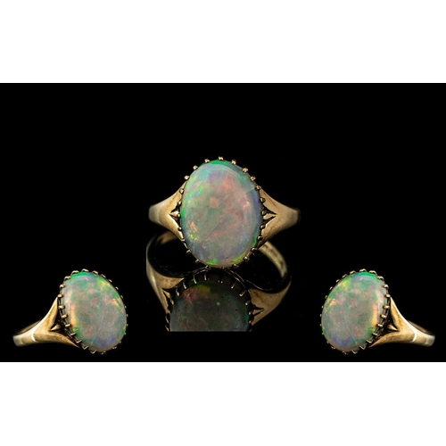 339 - Ladies Attractive 9ct Gold Single Opal Set Ring. Excellent Colour. With Full Hallmark for 9ct. Birmi... 