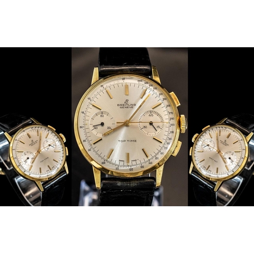 7 - Breitling - Top Time Gents 18ct Gold - Chronograph Wrist Watch With Hand Winding Movement. Ref Model... 