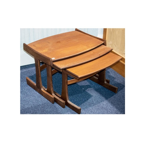 1010 - G-Plan Nest Of Three Teak Tables Of Large Size The Largest Height 19 inches, 29 inches wide and 21½ ... 