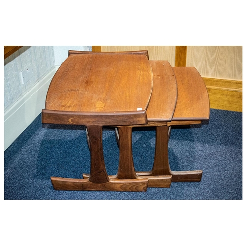 1010 - G-Plan Nest Of Three Teak Tables Of Large Size The Largest Height 19 inches, 29 inches wide and 21½ ... 