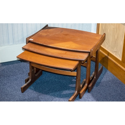 1010 - G-Plan Nest Of Three Teak Tables Of Large Size The Largest Height 19 inches, 29 inches wide and 21½ ... 