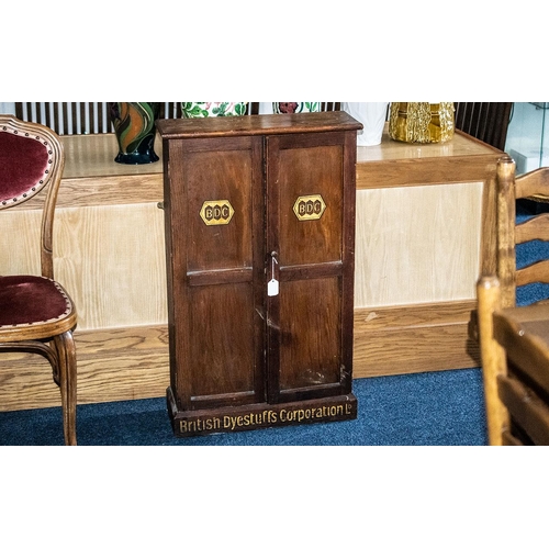 1011 - 1930's Oak Wooden Specimen Cabinet, with two cupboard doors opening to reveal eight small drawers ov... 