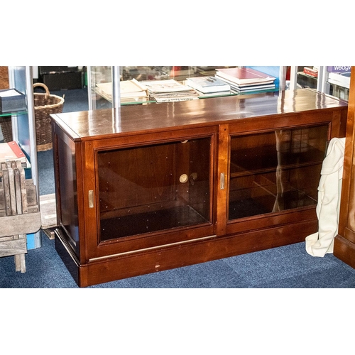 1015 - Grange Fruit Wood Glass Fronted Polished wood TV/Storage Cabinet, shelving to one side.  Two glass s... 