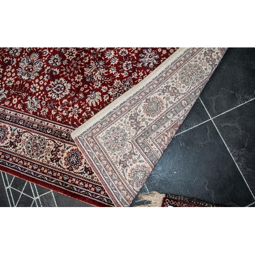 1046 - Large Decorwool Royal Exclusive Rug in red and cream with a border pattern.  Good condition, measure... 