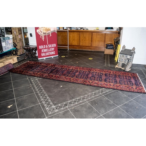 1047 - Large Persian Runner - a Genuine Excellent Quality Persian Hammerdan Village Carpet/Rug decorated in... 