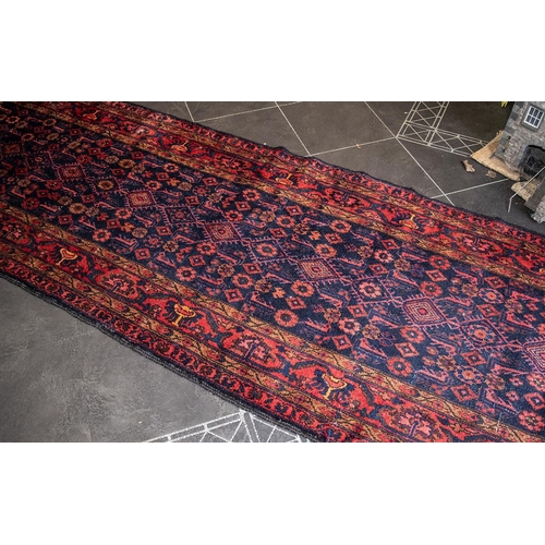 1047 - Large Persian Runner - a Genuine Excellent Quality Persian Hammerdan Village Carpet/Rug decorated in... 