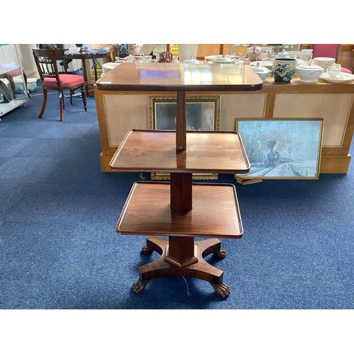 1052 - Regency Mahogany Three Tier Concertina Whatnot Gillows of Lancaster, William IV raised on a quatrefo... 