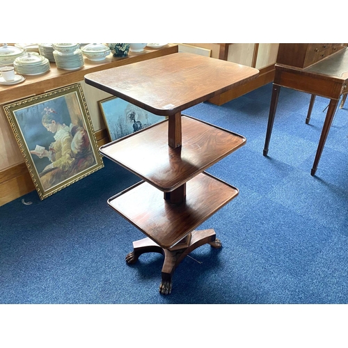 1052 - Regency Mahogany Three Tier Concertina Whatnot Gillows of Lancaster, William IV raised on a quatrefo... 