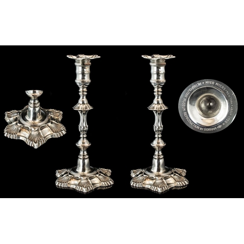 117A - Gorham - American Silversmiths Superb Quality Pair of Reproduction Silver Plated Heavy Cast Candlest... 