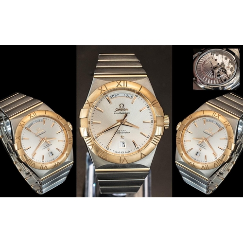 2 - Omega - Co - Axial - 8602 18ct Gold and Steel - Automatic Constellation Chronometer Gents Wrist Watc... 