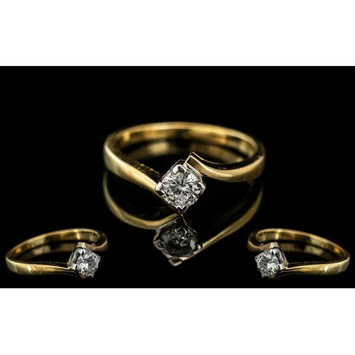 24A - Ladies 18ct Gold Attractive Single Stone Diamond Ring. Full Hallmark for 750 to Interior. The Round ... 