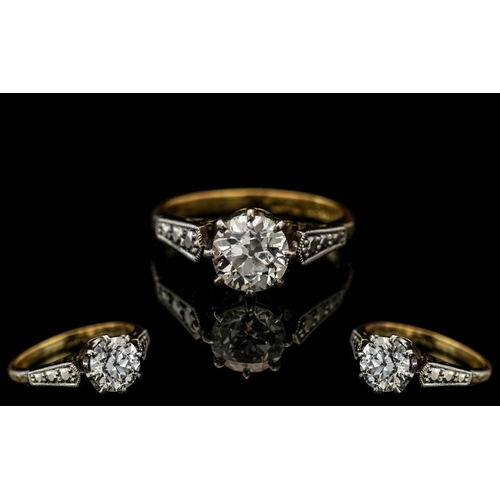 2A - Ladies 18ct Gold & Platinum Single Stone Diamond Set Ring, marked 18ct and platinum to shank.  The r... 