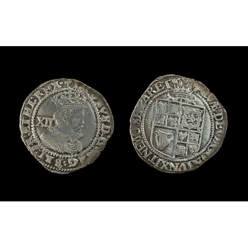 310 - A Silver Post Medieval Shilling of James 1st AD 1603 - 1625 Dating to 1613. Excellent Grade. Trefoil... 