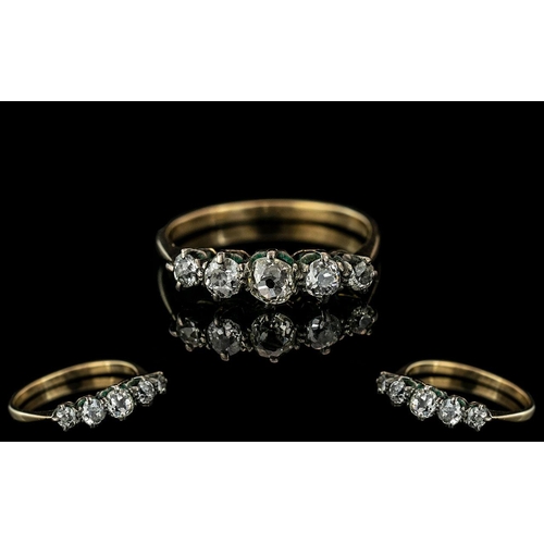 40 - 18ct Gold & Platinum 5 Stone Diamond Set Ring.  The five cushion cut diamonds of good colour and cla... 